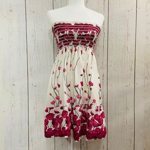 Pink Floral Strapless Dress